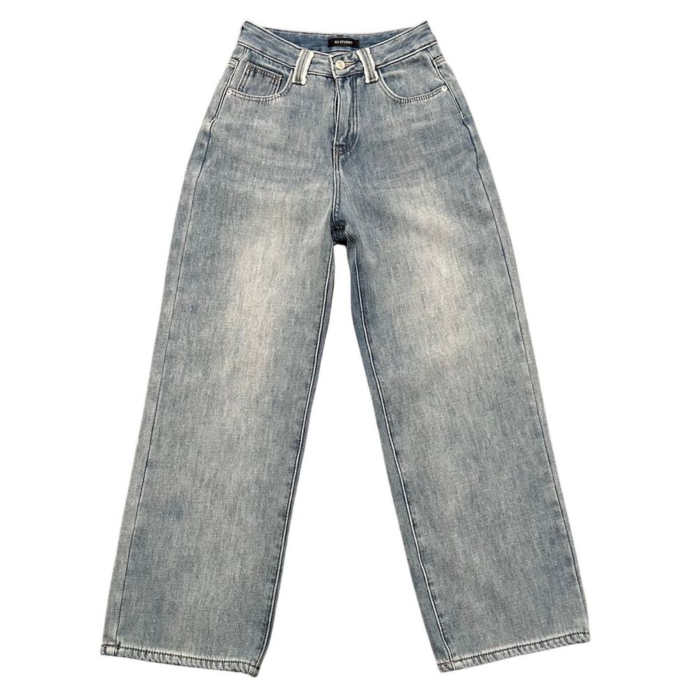 SG Studio Light Wash Wide Straight Leg Dad Jeans Size M